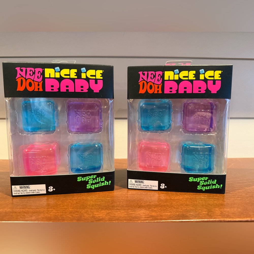 Bundle - 8pc Nee Doh Nice Ice Baby Squishy Cubes - Blue, Purple, Pink